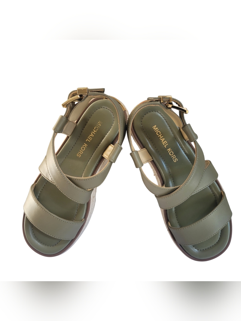 *NWOT* MICHAEL Kors Women's Lynn Buckle Espadrille Leather Sandals 5M - Picture 4 of 10
